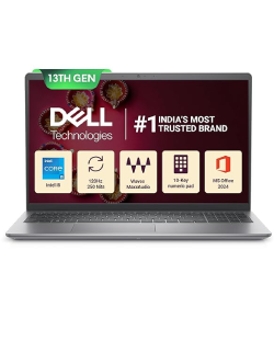 Dell 15 Intel Core i5 13th Gen - 1334U, 16GB DDR4 RAM, 512GB SSD, FHD 15.6"/39.62 cm, Windows 11, MSO'21, Grey, 1.62kg, 120Hz 250 nits Display, 15 Month McAfee, Thin & Light Laptop