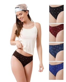 Panties for Women, 100% Cotton Fabric, Anti-Bacterial, Pack of 5