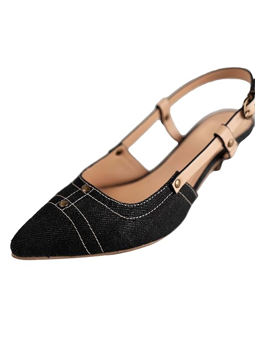 Theater Women Navy Denim Heel Sandals I Stylish & Comfortable I Faux Leather I Formal & Casual Wear