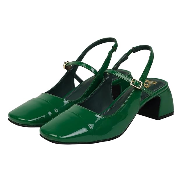 Theater Women Twiggy Mary Jane Block Heel Sandals with Square Toe and Adjustable Buckle Slingback | Cushioned Comfort for Office & Formal Wear