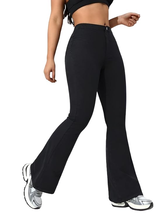 Ben Martin Women’s High Waist Jeans || Flared Bell Bottom Bootcut Pants || Wide Leg Stretch Denim – Perfect for Travel, Party & Everyday Use – Sizes 26–40 (1)
