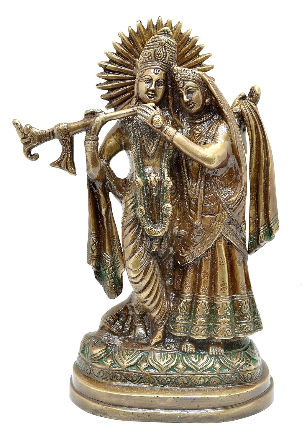 Two Moustaches Brass Radha Krishna Idol, Standard, Multicolour, 1 Piece
