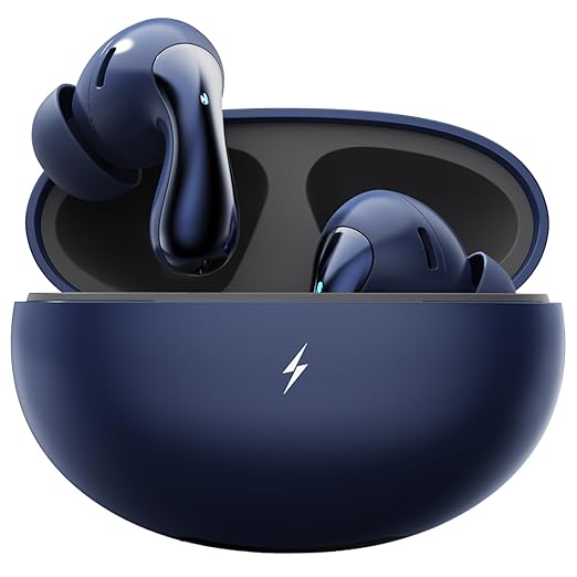 Fire-Boltt Newly Launched Aero Drift TWS Earbuds Custom EQ Wireless Bluetooth 5.4 Music & App Support 50H Playtime Battery Display Fast Charging Case 50ms Low Latency Touch Controls Midnight Navy