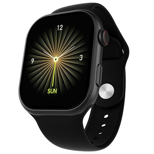 Fire-Boltt Brillia Smart Watch 2.02” Super AMOLED Display, Bluetooth Calling, SpO2, Heart Rate Monitor, 120+ Sports Modes, Fitness Tracker, Voice Assistant, Smart Watch for Man & Women– Black