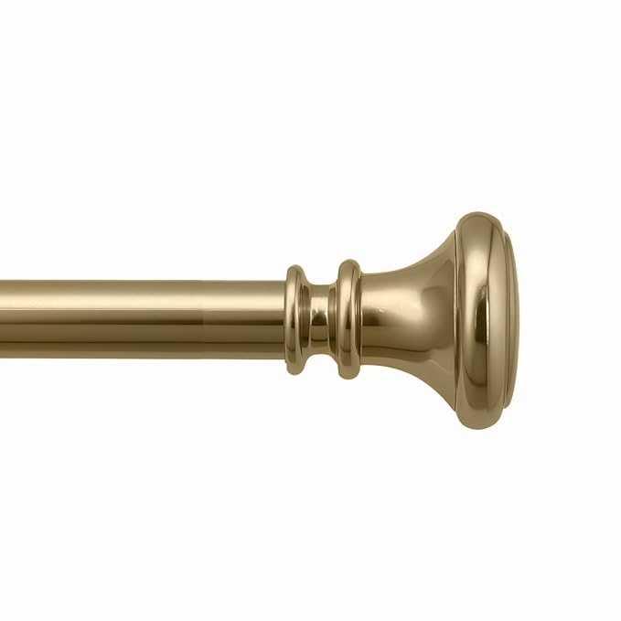 Deco Window Adjustable Curtain Rod for Windows 44 to 120 Inch (Pack of 1) Extendable Heavy Duty 1 Inch Iron Vaso with Finials Wall Mounted Curtain Rods (Warm Gold)