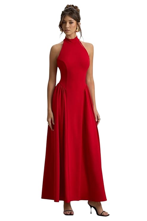Women's Sleeveless Backless Maxi Length Dress | Fit & Volume Flare Skirt | Soft Poleyester | Casual wear