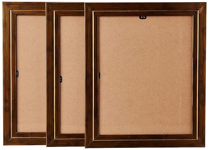 Amazon Brand - Solimo Collage Photo Frames, Set of 3, Wall Hanging (3 pcs - 8x10 inch), Golden