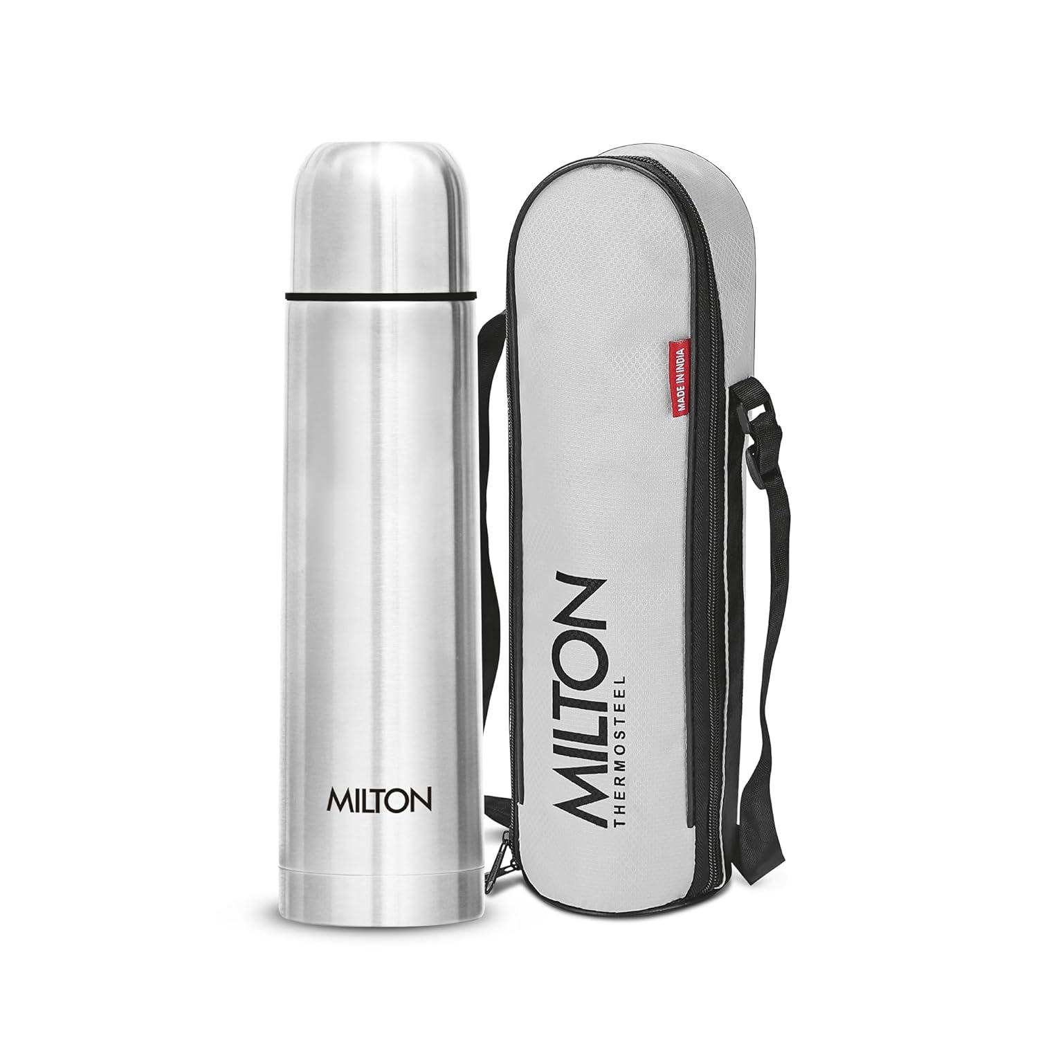 Milton Flip Lid 500 Thermosteel Water Bottle 500 ml, 24 Hr Hot and Cold I Leak Proof Lid with Jacket, ISI Certified I Vacuum Insulated I for Office, Gym, School I Silver