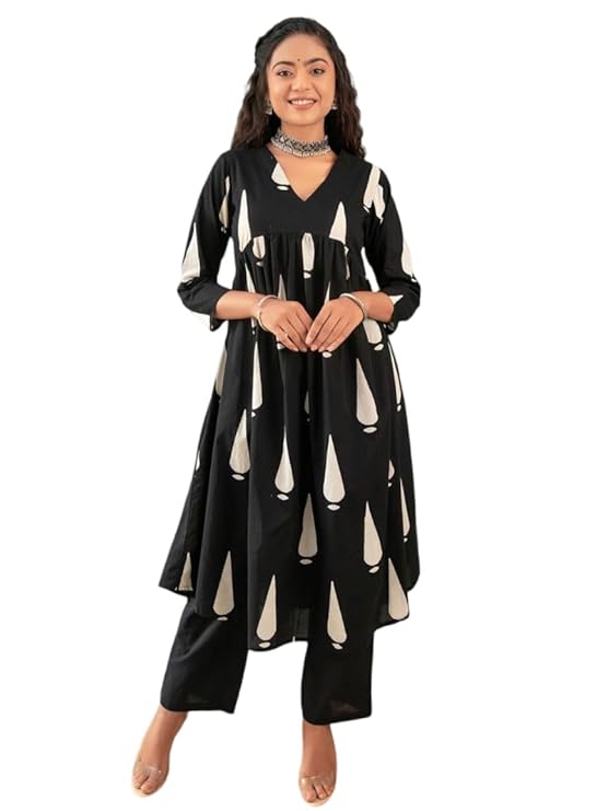 SHIENZY Women Printed A-Line Kurta Pant Co-Ord Set | Kurta Palazzo Set for Women | Stylish Printed Kurta Set | Casual, Festive Suit Set