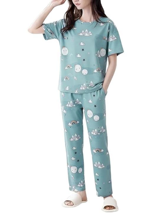 SHIENZY Women's T-Shirt & Pyjama Set || Stylish Printed Night Suit || T-Shirt & Pyjama for Nightwear Set || Casual Lounge & Sleep Wear for Girls (Group-1-02-02-26)