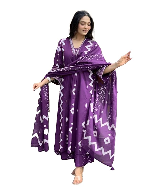Yashika Women Cotton Blend Floral Printed Kurta Plazzo Set with Dupatta Suitable For Every Indian Occasion