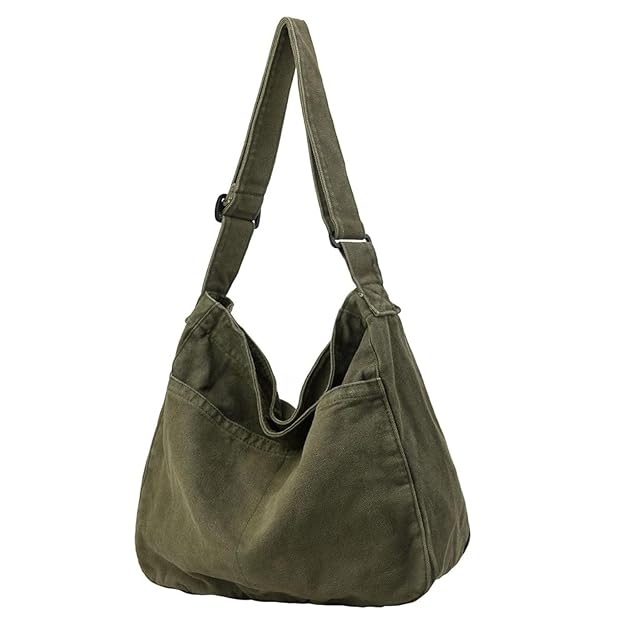 FUOCO Canvas Messenger Bag for Men Women - Vintage Crossbody Sling Bag for Laptop Travel Office College Gym - Aesthetic Shoulder Handbag One Side Tote Bag