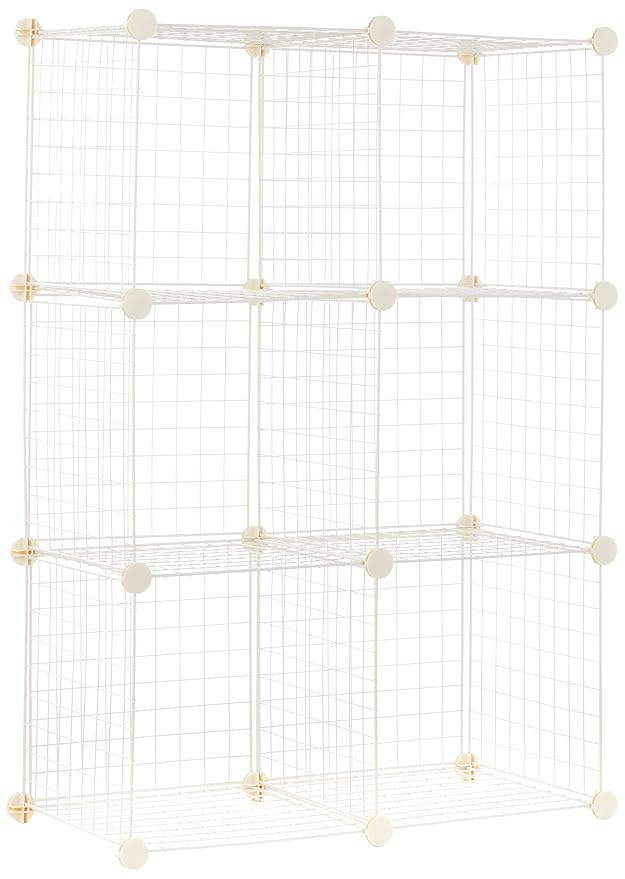 amazon basics Metal Powder Coated 6 Cube Wire Storage Shelves (White)