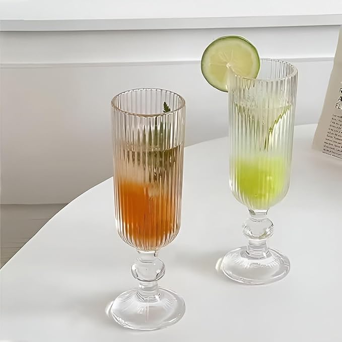 Clear Vintage Wine Glass (150ml),Embossed Retro Glass Cups for Cocktail and More,Premium Crystal Stemware Set,Barware Set for Restaurant,Home,Christmas Gifts (2)