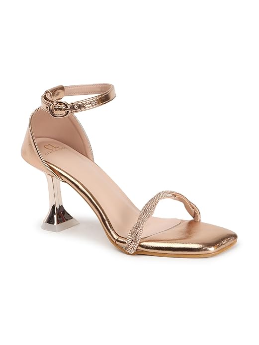 Carlton London Women Comfortable Elegant Stiletto Heel Square Toe Ankel Loop fashion Sandal for Party,Wedding and Casual Use