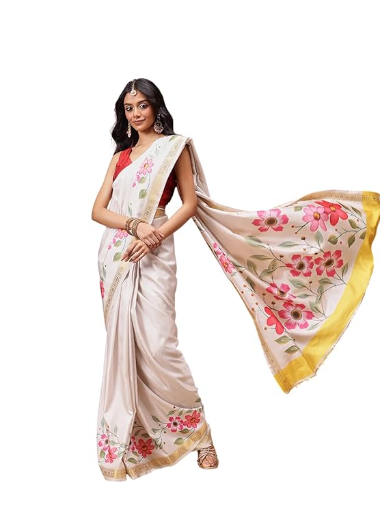 Amazon Brand - Anarva Pattu Art Silk Woven Ready To Wear Saree Pink