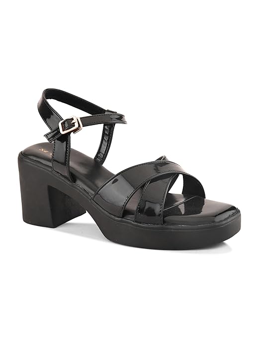 XE Looks Elegant Block Heel Sandals | Front Strap with Intricate Embellishments | Padded Insole for Comfort | Trendy and Lightweight |For Girls