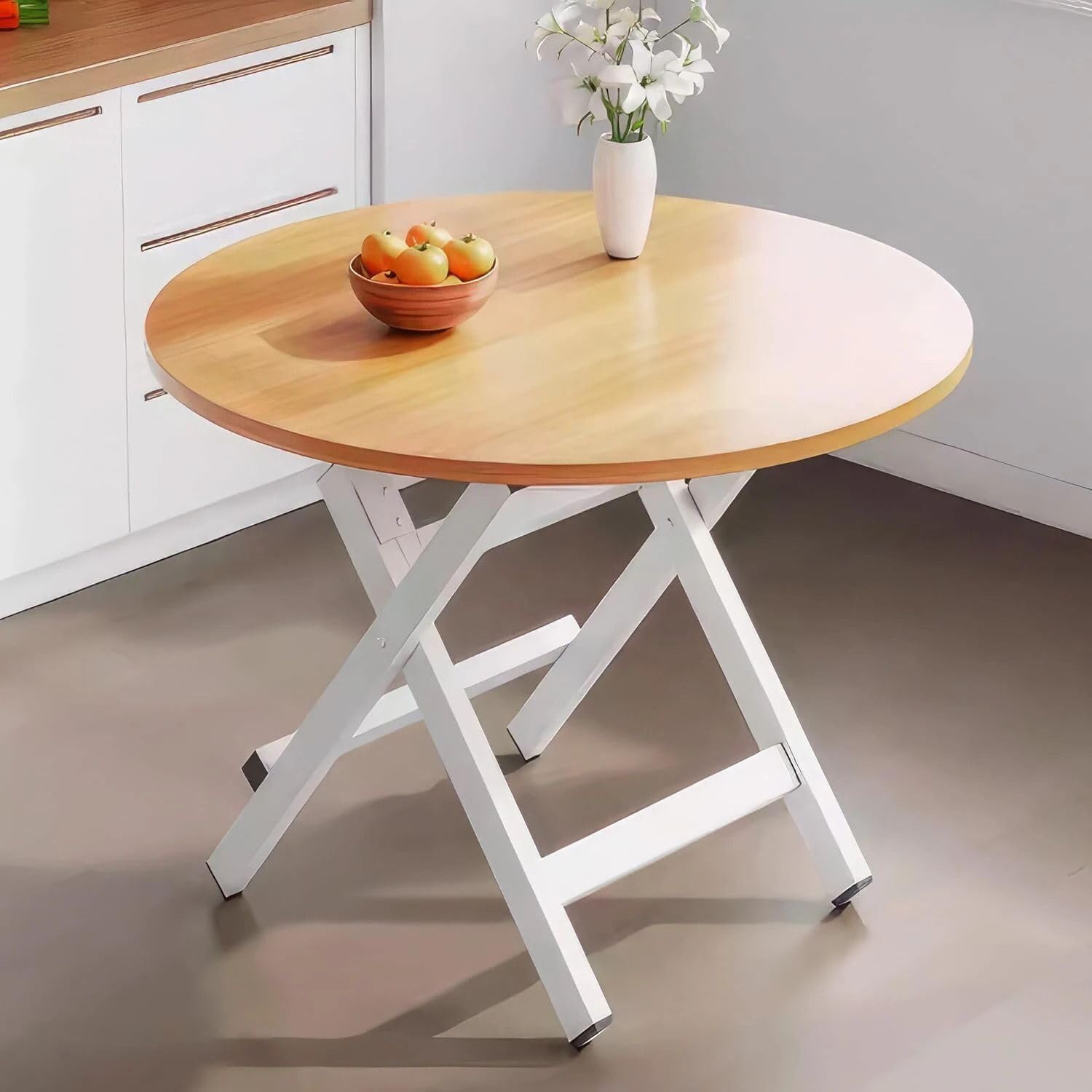 Multi-Purpose Portable Foldable Wooden Table Desk with Durable Powder Coated Finish – Perfect for Home, Dining, Study, Coffee Table,Compact Spaces Pre-Assembled (L*81,B*80,H*75) cm.