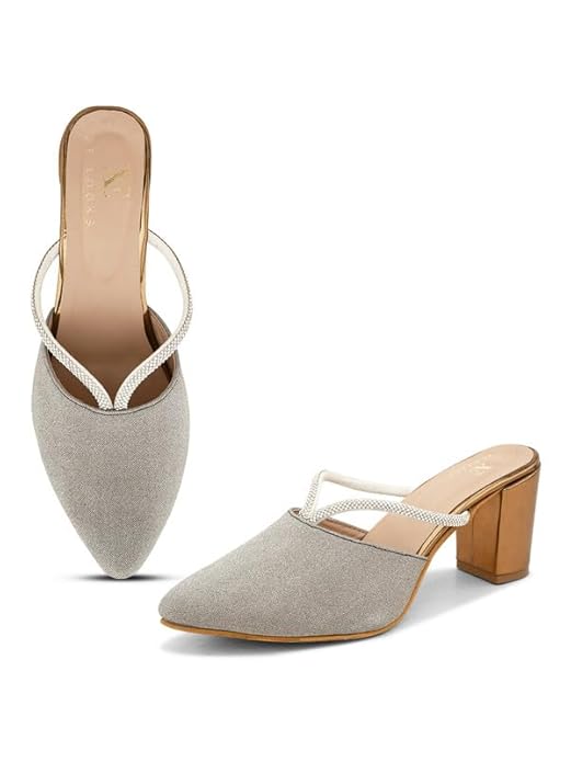 XE Looks Women's Fashion Sandals | Faux Leather Comfortable and Stylish Block Heel | For Wedding Occasion 3 Inches Heel | For Women & Girls