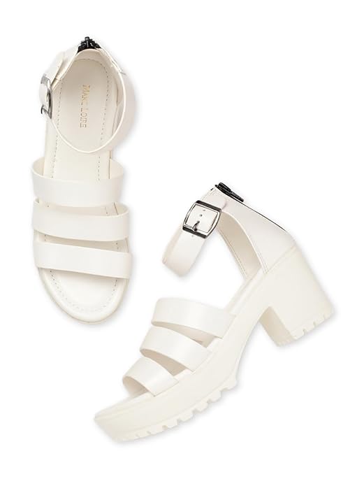 Marc Loire Women's Peep Toes Block Heel Fashion Sandals with Zipper Closure
