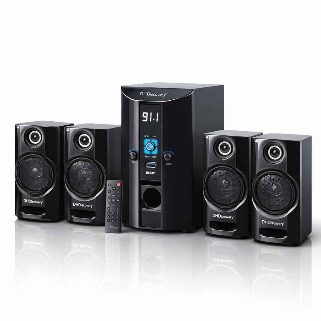 DH Discovery® DH6600W 4.1 Bluetooth Home Theatre Speaker | 150W Deep Bass | FM,BT,USB,AUX | Black 4.1 Channel | 1 Year Warranty