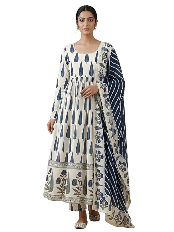 Leriya Fashion Kurta Set with Dupatta | Kurta Sets for Woman | Anarkali Style Traditional Dress for Woman | Salwar Suit for Party Outfit | Anarkali Suit for Women | Red Kurti Set for Women