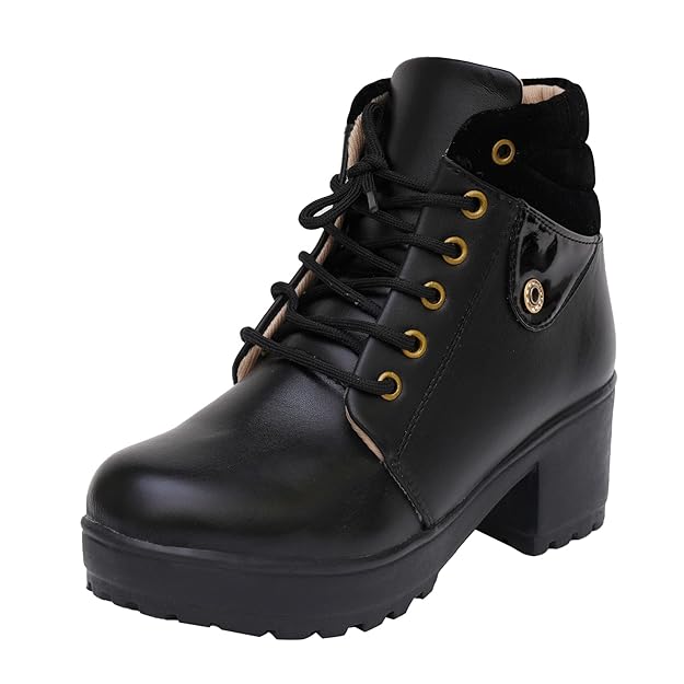 XE Looks 100% Vegan Leather Women's Ankle Boots | Stylish & Trendy Lace-Up Design with Heel | Durable Leather Upper & Cozy Lining | Trendy & Stylish Boots For Girls & Women