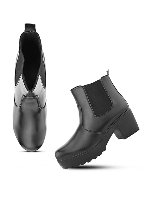 XE Looks Attractive,Comfortable & Stylish Casual High Block Heel Boot For Women Ankle Length Design