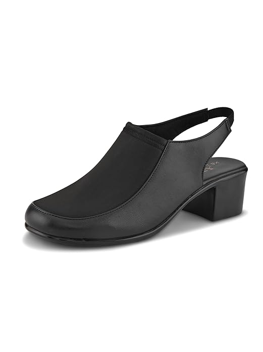 XE Looks Women’s Black Block Heel Shoes | Stylish & Trendy Closed Toe Slip-On Footwear for Girls & Women