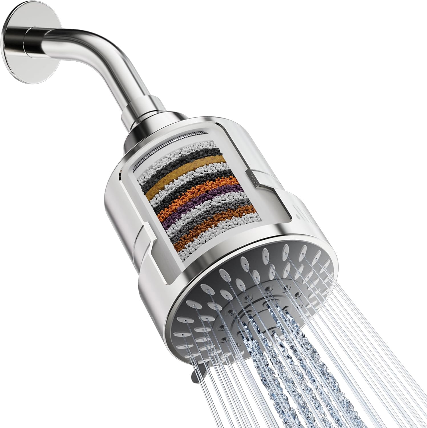 Revitalizing HD Filtered Shower Head, 5 Modes High Pressure Shower Head with HD 15 Stage Hard Water Filter Cartridge for Remove Chlorine Heavy Metals, Dramatically Improves Your Skin and Hair