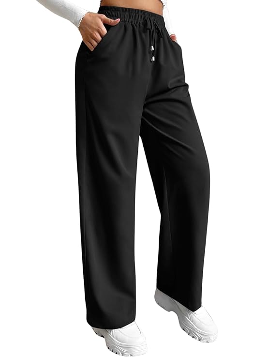 Leriya Fashion High Waist Trousers for Women – Flared Korean Style Formal Pants | Elegant Workwear for Office, College & Events (Available in Plus Size