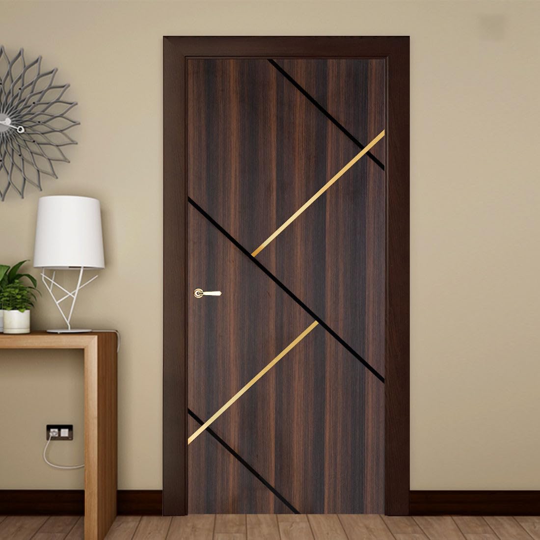Durian Wooden Door for Home and Bathroom |Laminate Finish |Termite-Resistant & Anti-Warping | 5’’ Resize Option |Dark Walnut Color| 30mm Thickness |(Frame Not Included) |46 * 90 Inch (3.8x7.5Ft)
