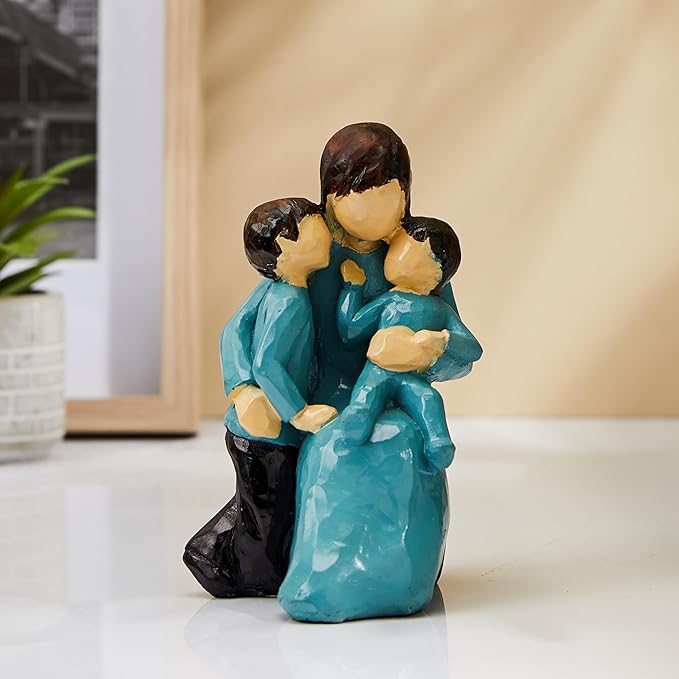 Amazon Basics Beautiful Hand-Painted Medium-Size Resin Mother and Child Statue (Pack of 1, Multicolor),Family