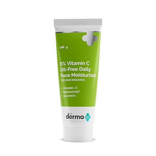 The Derma Co 5% Vitamin C Oil-Free Daily Face Moisturizer for Skin Radiance | For Oily Skin | For Skin Radiance | Non-Greasy Formula | 100 g