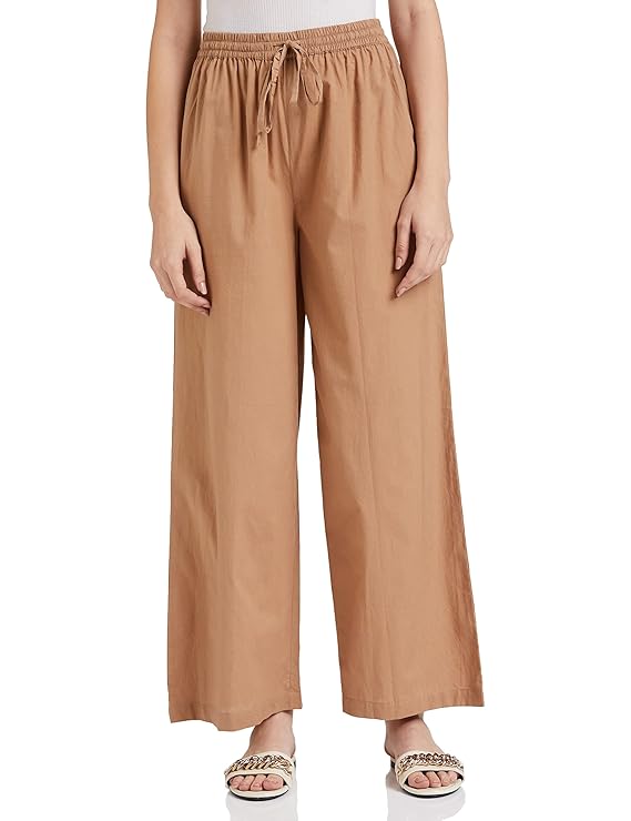 Amazon Brand - Myx Women's Cotton Palazzo Bottom (PAG225_Cuban Sand_S)