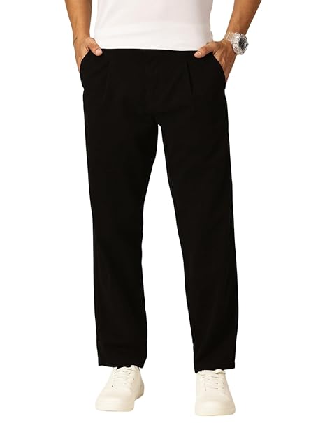 Thomas Scott Men's | Solid | Light Weight | Breathable Fabric | 4 Pocket | Mid Rise | Relaxed Fit | 100% Cotton | Button Waist | Chino Trouser | Pants