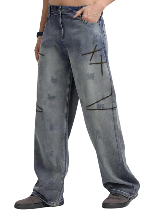 GRECIILOOKS Baggy Jeans for Men | Mens Wide Leg Relax Fit Jeans | Baggy Jean's for Boys | Oversized Jean's for Everyday Streetwear