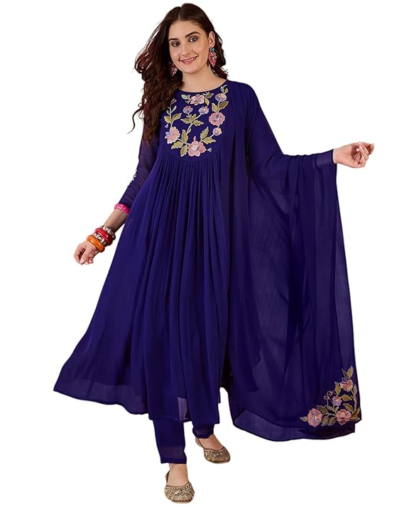 Amazon Brand - Tavasya Women Zomato Thread Cording Embroide Kurta with Pant and Dupatta|Salwar Suit|Kurta Set|3 Piece Set