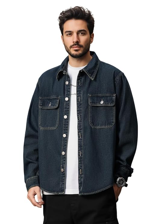 GRECIILOOKS Men's Full Sleeve Regular Fit Casual Denim Shirt | Cotton Shirts for Man |Stylish Trendy Shirt for Men
