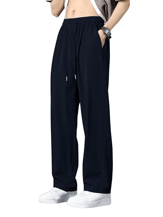 GRECIILOOKS Lycra Track Pants for Men – Stretchable Loose Fit Gym Joggers | Korean Style Workout Pants with Trendy Gym & Streetwear Bottoms with Utility Pockets (Available in Plus Size and Combo Pack of 2)