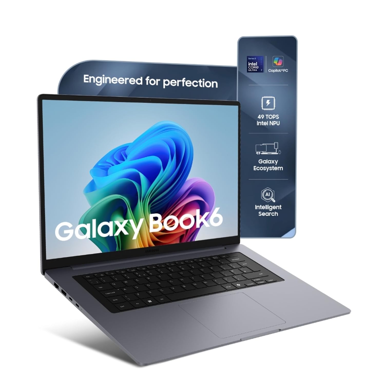 Samsung Galaxy Book6 (Gray, 16GB RAM, 512GB SSD) | Intel Core Ultra 7 Processor | 16" WUXGA Display | 24Hrs Big Battery Life | Dolby Atmos Stereo Speakers | AI PC