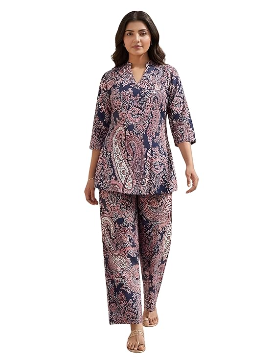 Leriya Fashion Kurta Sets for Woman | Co ord Set for Women Stylish | Kurti Set for Woman | Short Kurti for Women Latest | Kurtis | Ethnic Jaipuri Straight Kurta Set with Palazzo Pants | Salwar Suit for Party Outfits