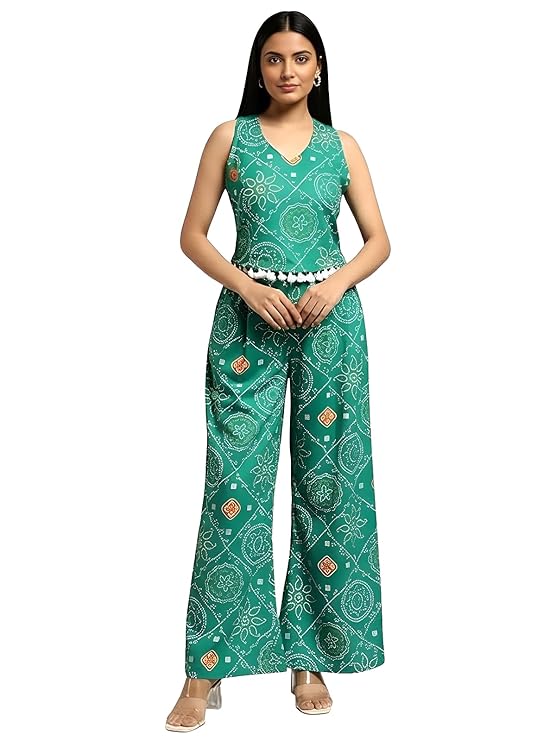 Leriya Fashion Jumpsuit for Women Stylish | Sleeveless Halter Neck Boho Co-ord Set | Casual Summer Women Dress | Comfortable Travel Wear & Office Party Outfit