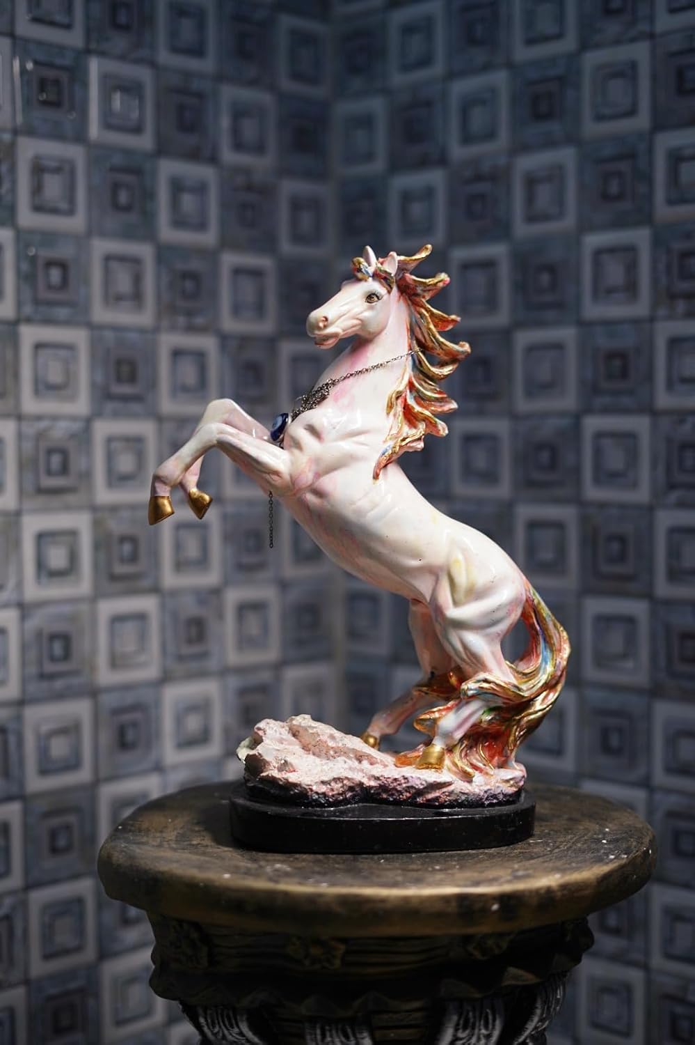 Craft N Decor Mystical Growth Unicorn II Manifestation Animal Feng Shui Decorative Home Office Showpiece White Color 15 Inch.(Free Tiger Eye)