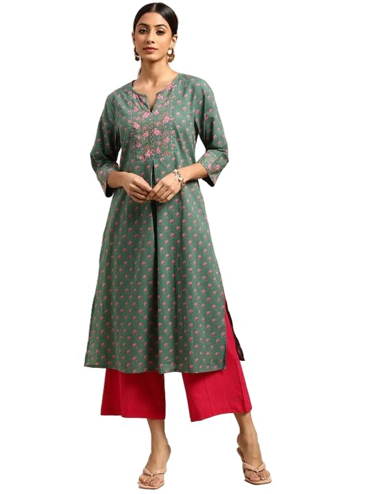 Amazon Brand - Tavasya Women's Cotton Floral Regular Kurta (SS22_523_B Multicolor