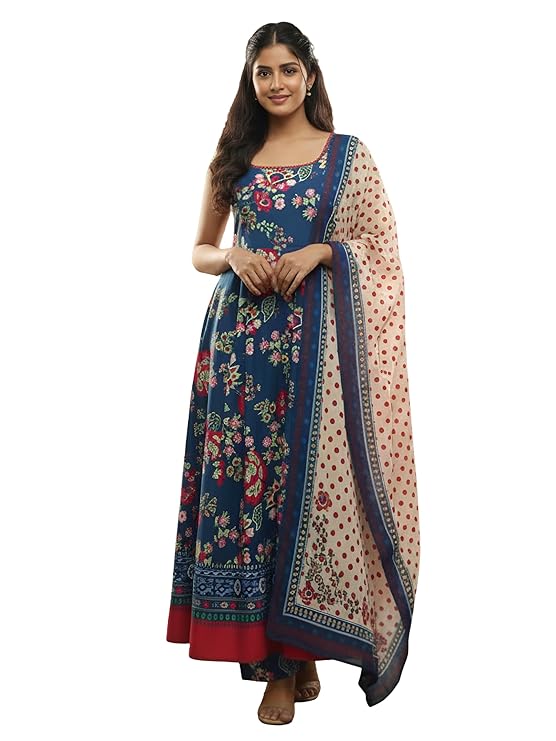 Leriya Fashion Kurta Set with Dupatta | Kurta Sets for Woman | Anarkali Style Traditional Dress for Woman | Salwar Suit for Party Outfit | Anarkali Suit for Women | Red Kurti Set for Women