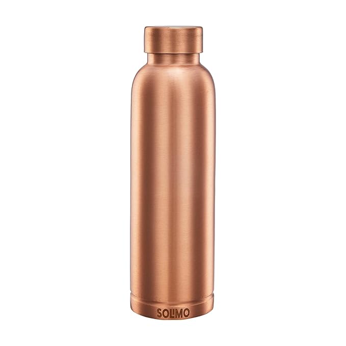 Amazon Brand - Solimo Copper Leak-Proof Mat Finish Bottles | 950 ml | Pure Copper | Elegant Matte Texture | Daily Wellness Bottle