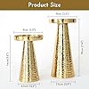 Behoma Hammered Large Metal Pillar Candle Holder with Gift Box | Table Centerpieces Candles Stand for Home Decor | Best Gift for Anniversary, Wedding Golden Set of 2 (Candles are not Included)