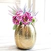 Behoma Metal Oval Shape Vase for Home Decor Decoratives for Living Room Balcony | Best Gift for Birthday Anniversary Diwali Ganpati Onam Festival |Golden 1 Large Pcs (Flowers not Included