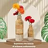 Behoma Boho Engraved Design Wooden Flower Vase Set of 2, Bottle Shape Mango Wood Vases for Flowers for Decor Home Living Room Kitchen Office, Natural Light Brown Finish | Height - 23 cm & 15 cm
